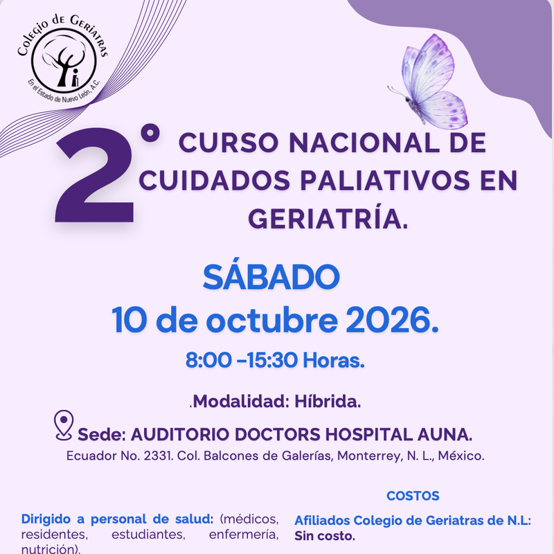 Cartel del 2° Curso Nacional de Cuidados Paliativos en Geriatría
